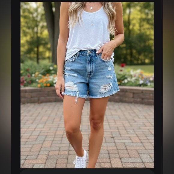 American Eagle Outfitters Pants - American Eagle Outfitters Blue Vintage-Inspired Jean Shorts